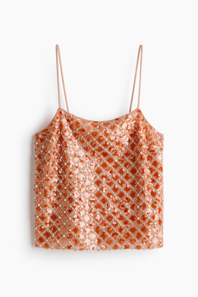 Gedecoreerde straptop - Poederroze/oranje - 1