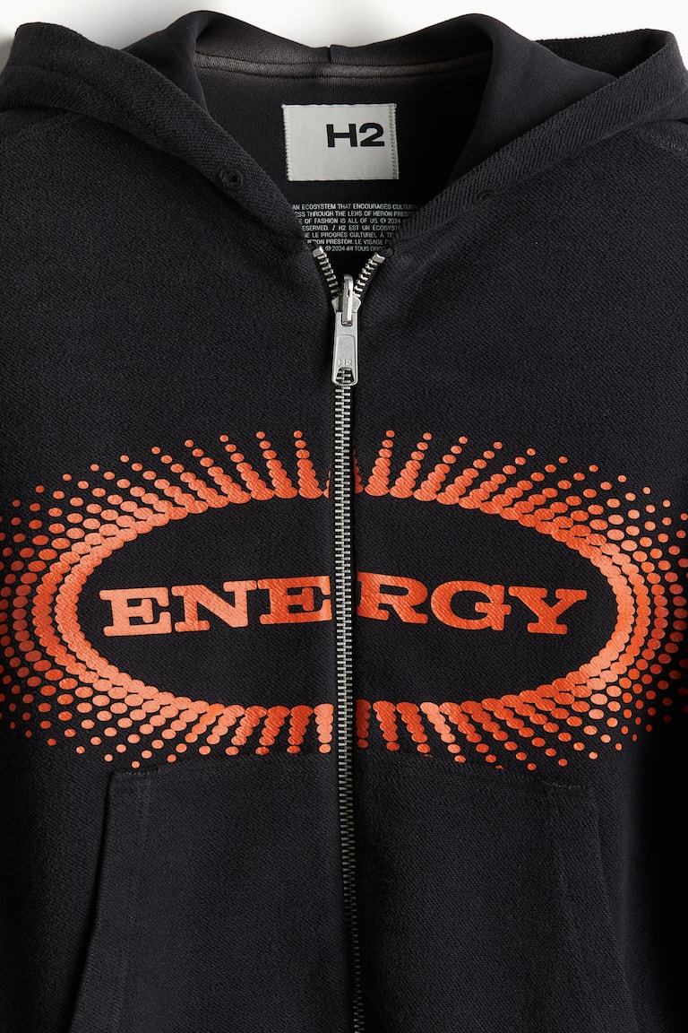 リバーシブルフルジップフーデッドジャケット - ブラック／Energy 
