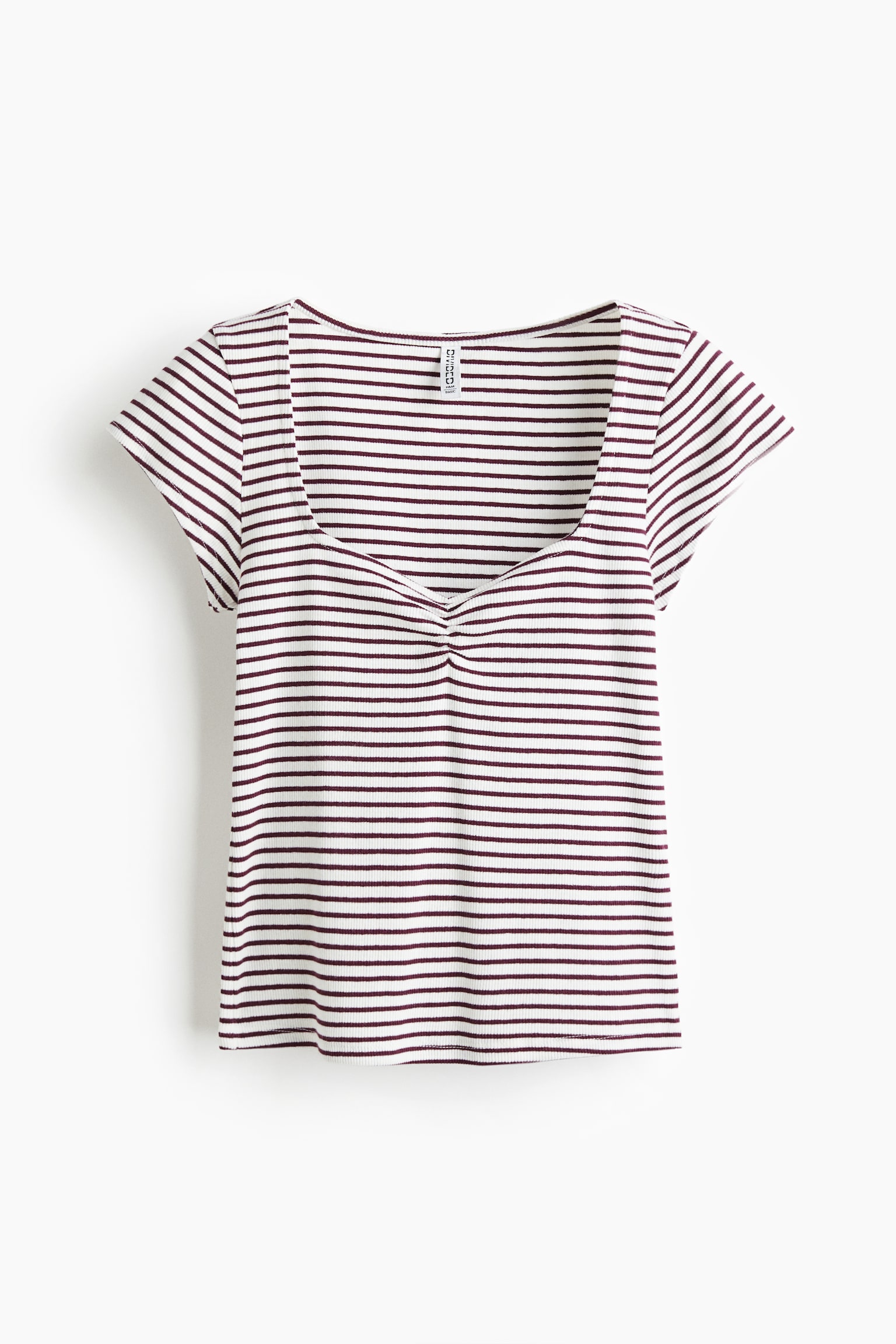 Женская футболка H&M Ribbed, цвет: Белый / Полосатый — фото 1