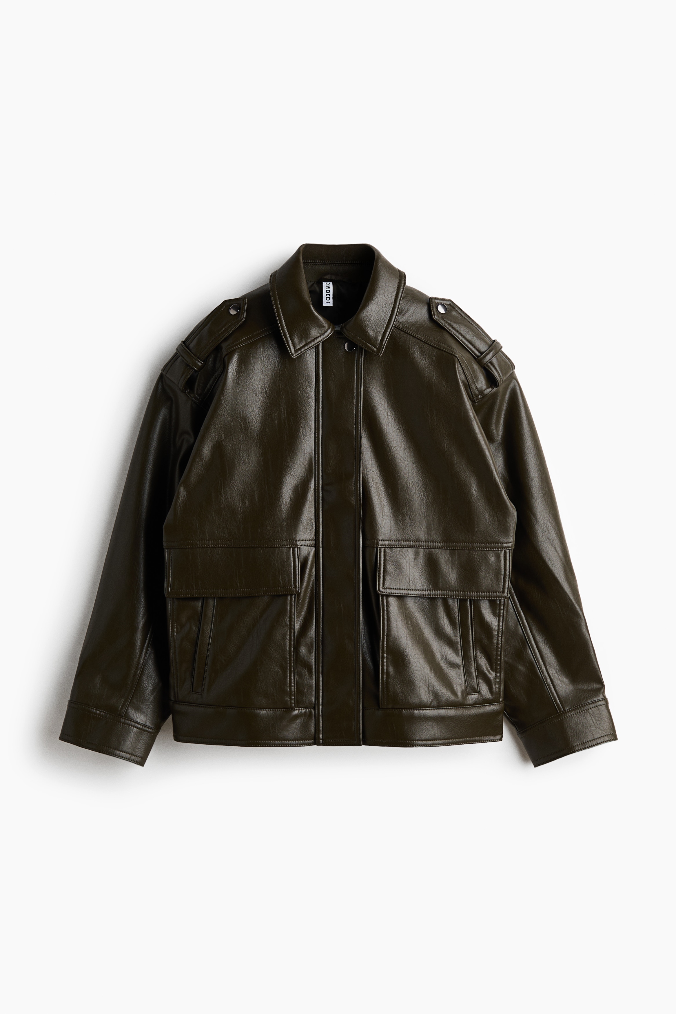 Coated biker jacket - Dark khaki green/Dark brown