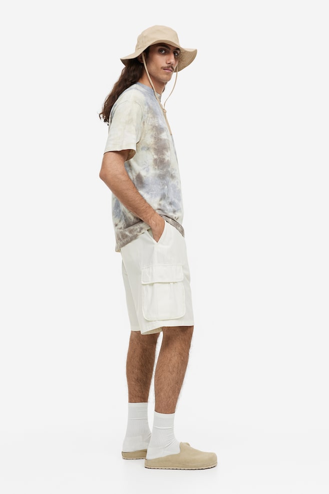 Shorts cargo in tessuto ripstop Relaxed Fit - Bianco/Verde kaki - 3