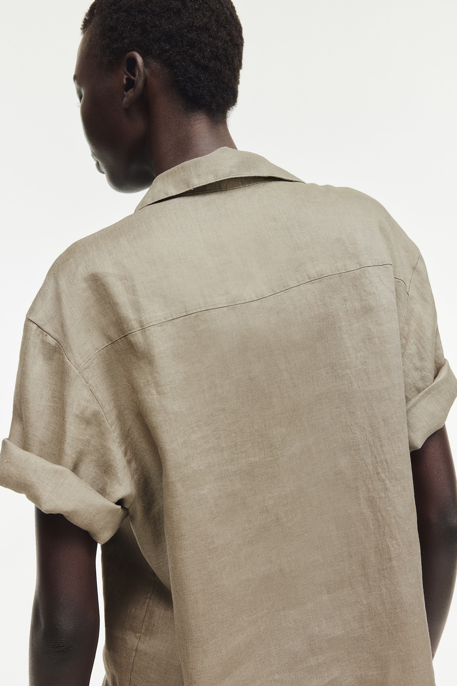 Linen Shirt - Dark beige/White - 4