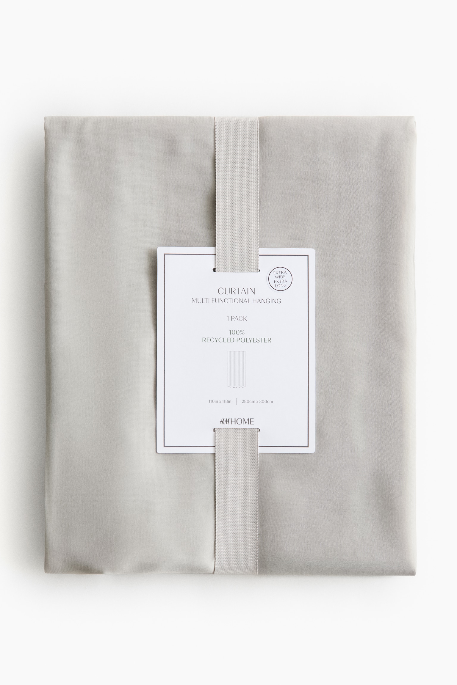 1-pak langt og bredt gardinfag - Lysegrå/Hvid - 2