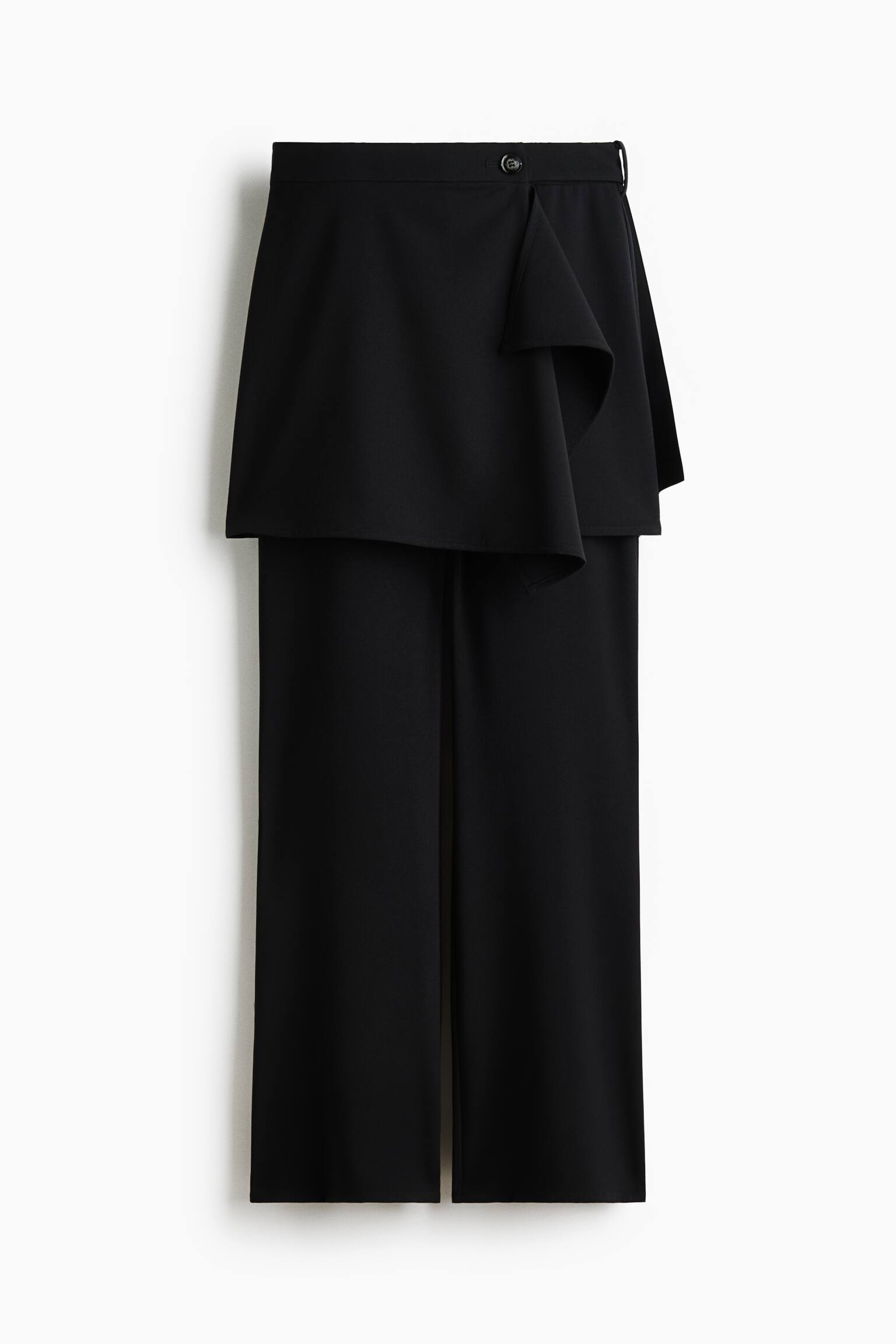 스커트 레이어드 팬츠 - 블랙/다크 그레이 - 2