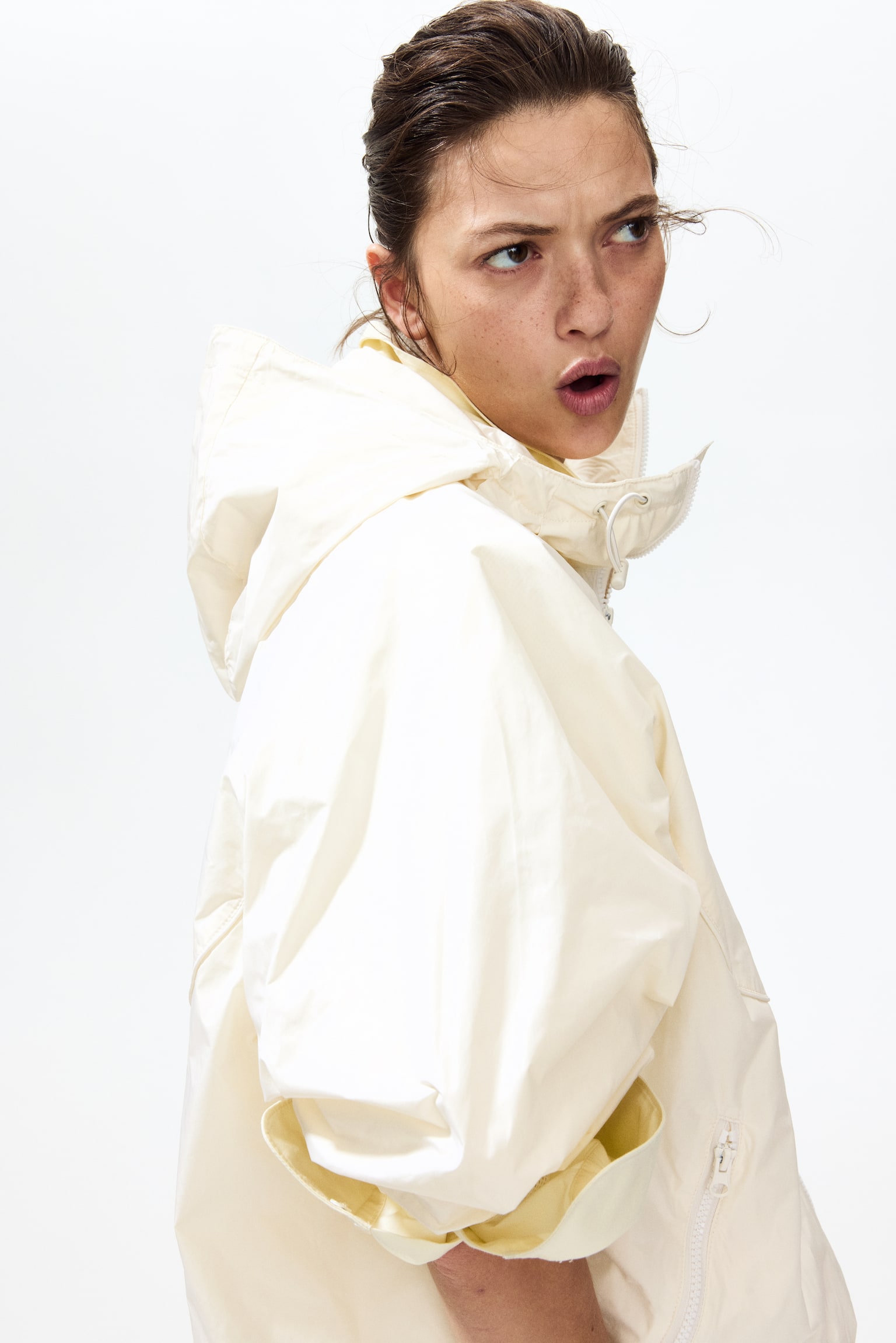 Hooded windbreaker - Cream/Dark blue - 7