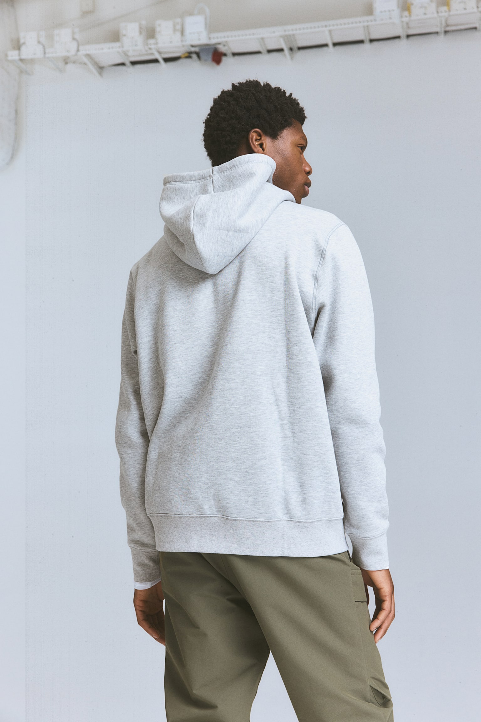 Regular Fit Zip-through sports hoodie - Light grey marl - 7