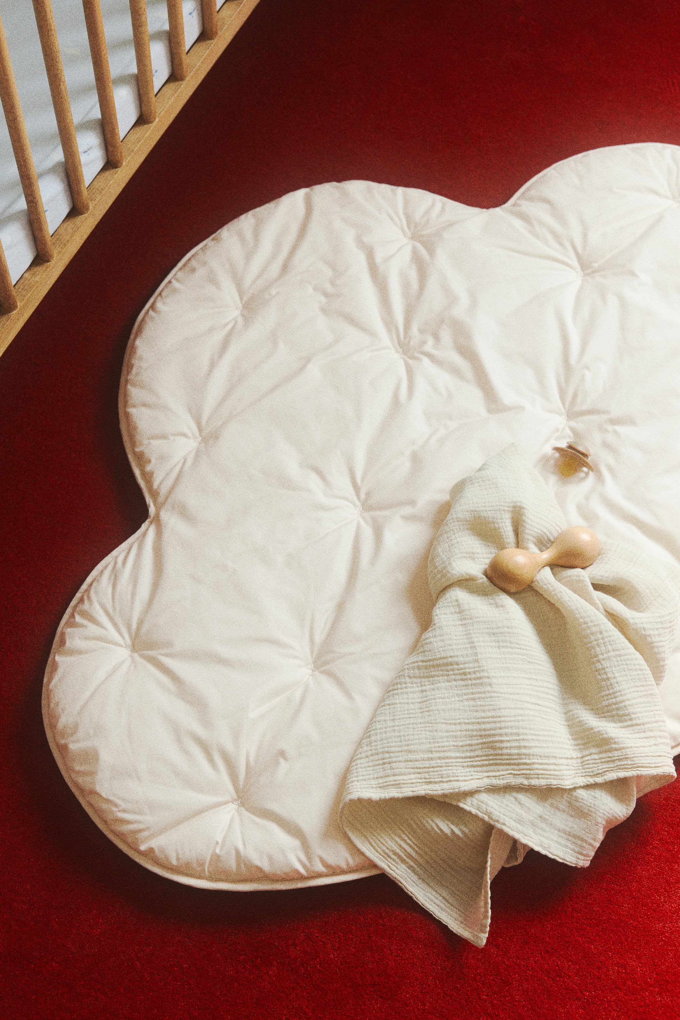 Cloud-Shaped Cotton Baby Mat - Cream