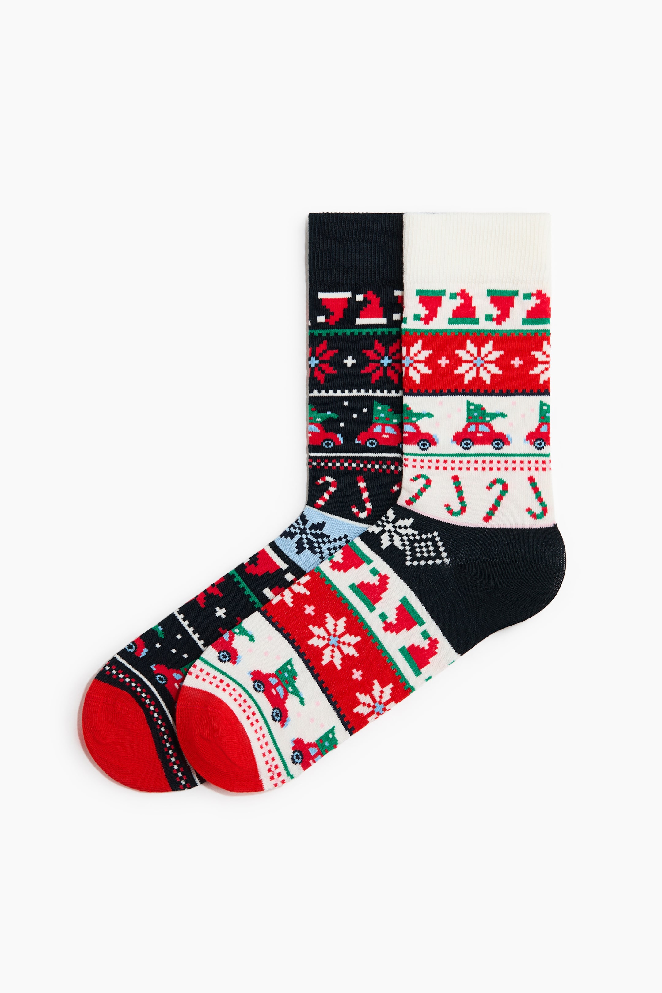 View larger image: 2-pack jacquard-knit socks - Navy blue/Christmas - Men | H&M 1