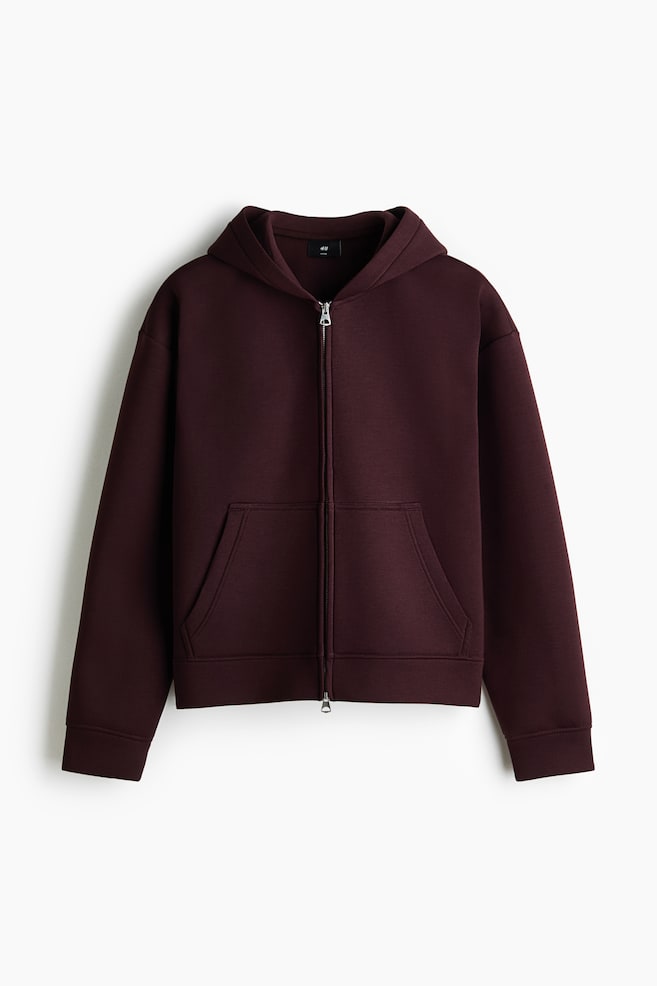 Scuba-Hoodiejacke mit Zipper in Loose Fit - Weinrot/Schwarz/Graumeliert/Graumeliert/Schwarz/Dunkelblau/Dunkles Blaugrün/Dunkelbraun/Cremefarben/Cremefarben/Dunkellila - 1