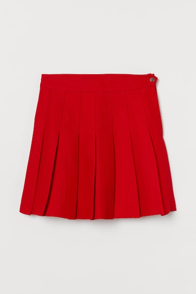 Pleated Skirt - High waist - Short - Red - Ladies | H&M US