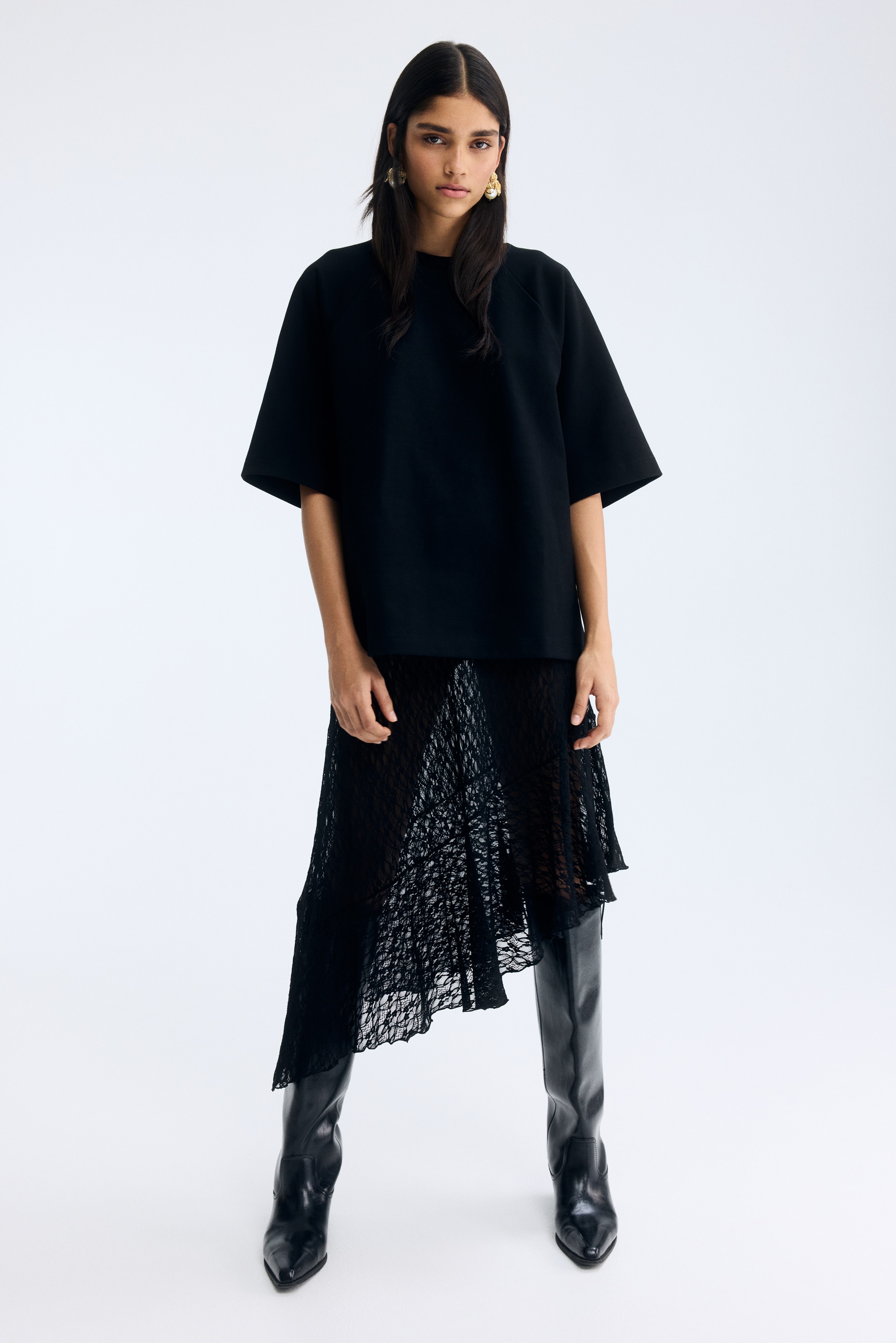 Asymmetrisk blondeskjørt - Sort