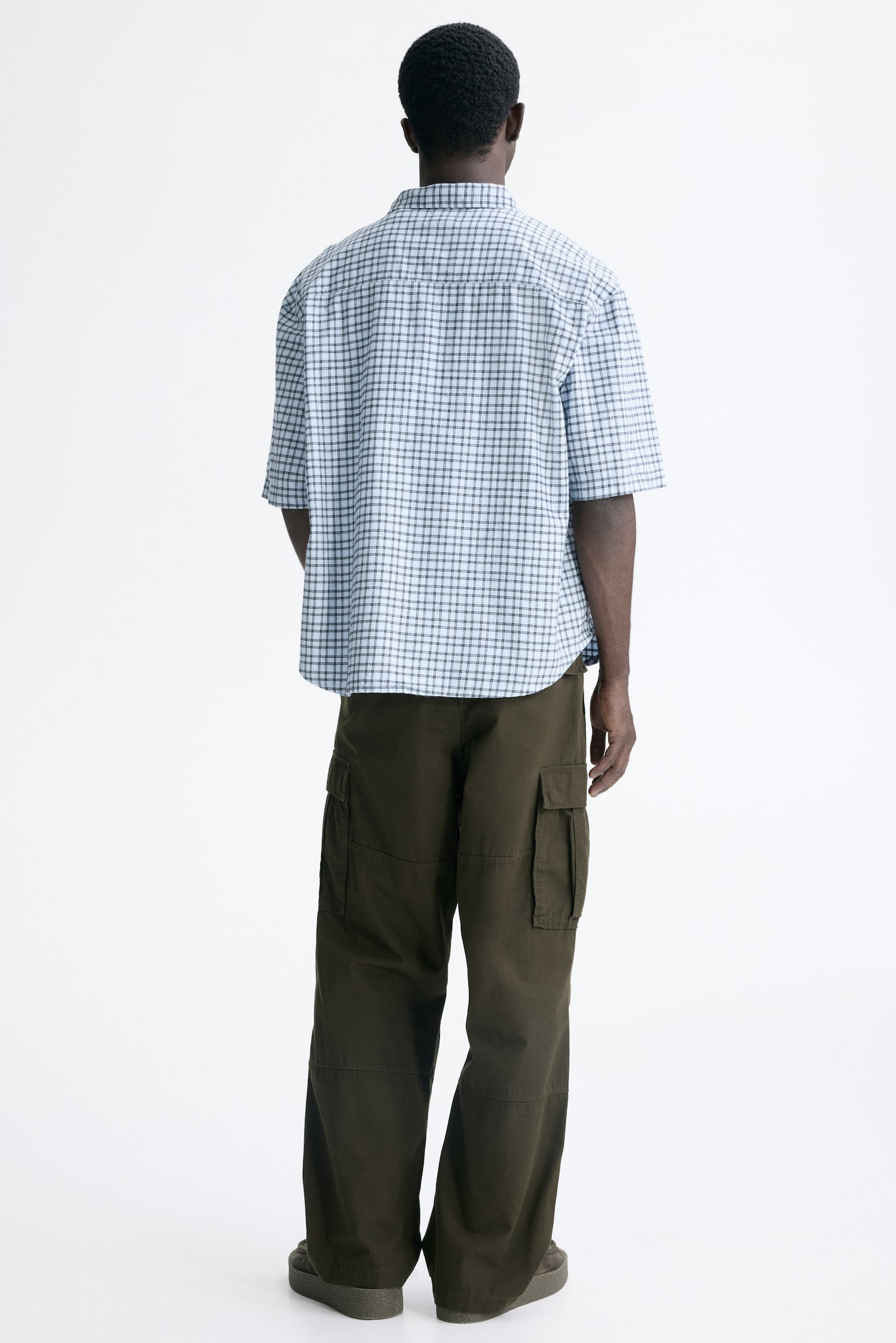 Relaxed Fit Cotton flannel shirt - Light blue/Checked/Light green/Checked - 5