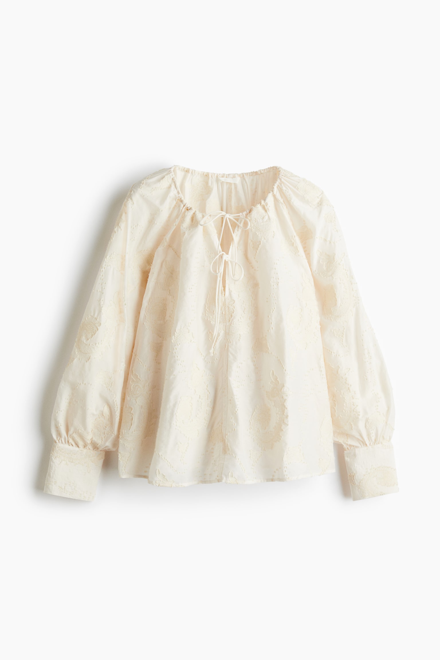 Jacquard-weave blouse - Cream - 2