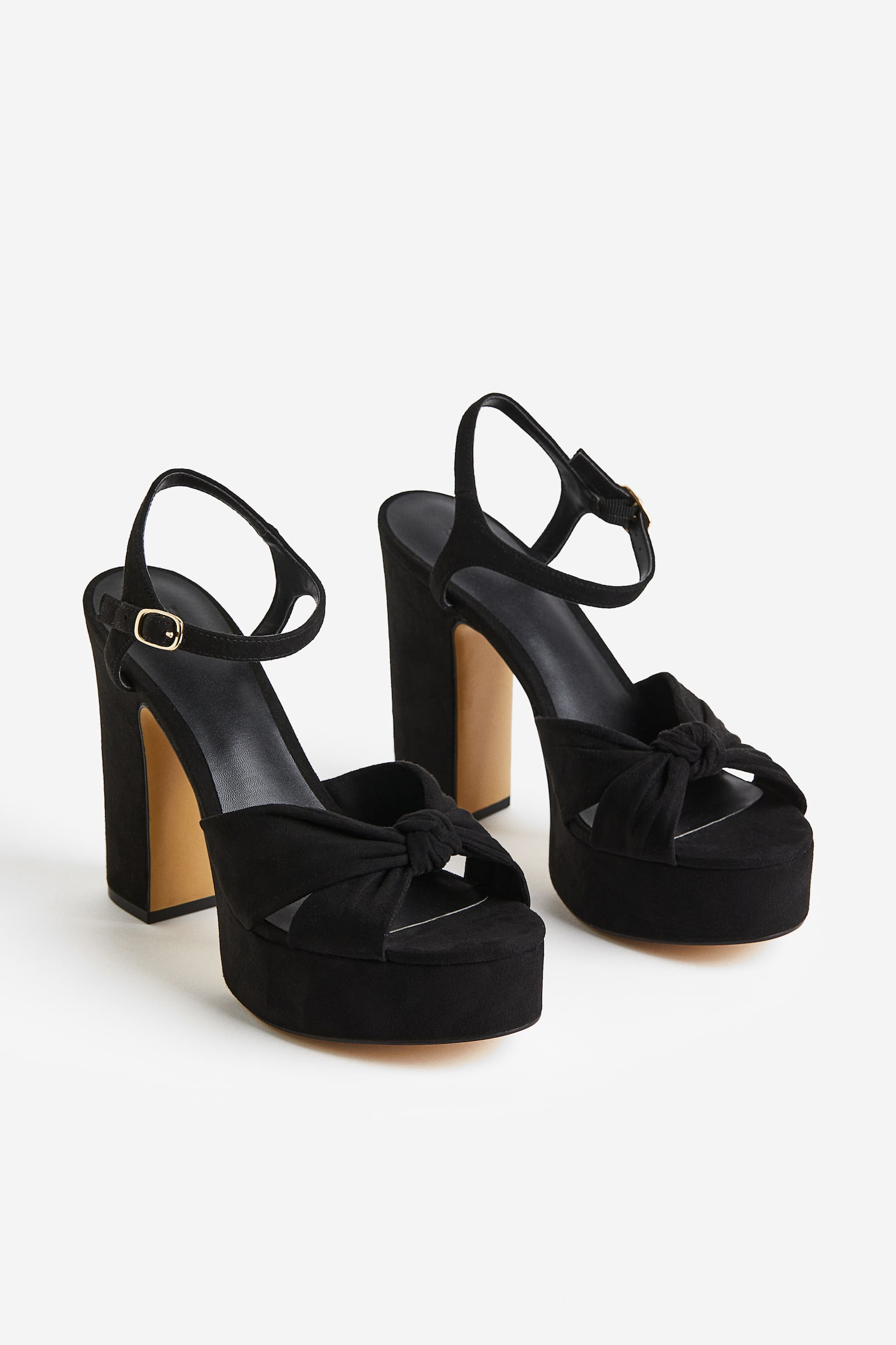 Knot Detail Platform Sandals - Black/Natural white - 2