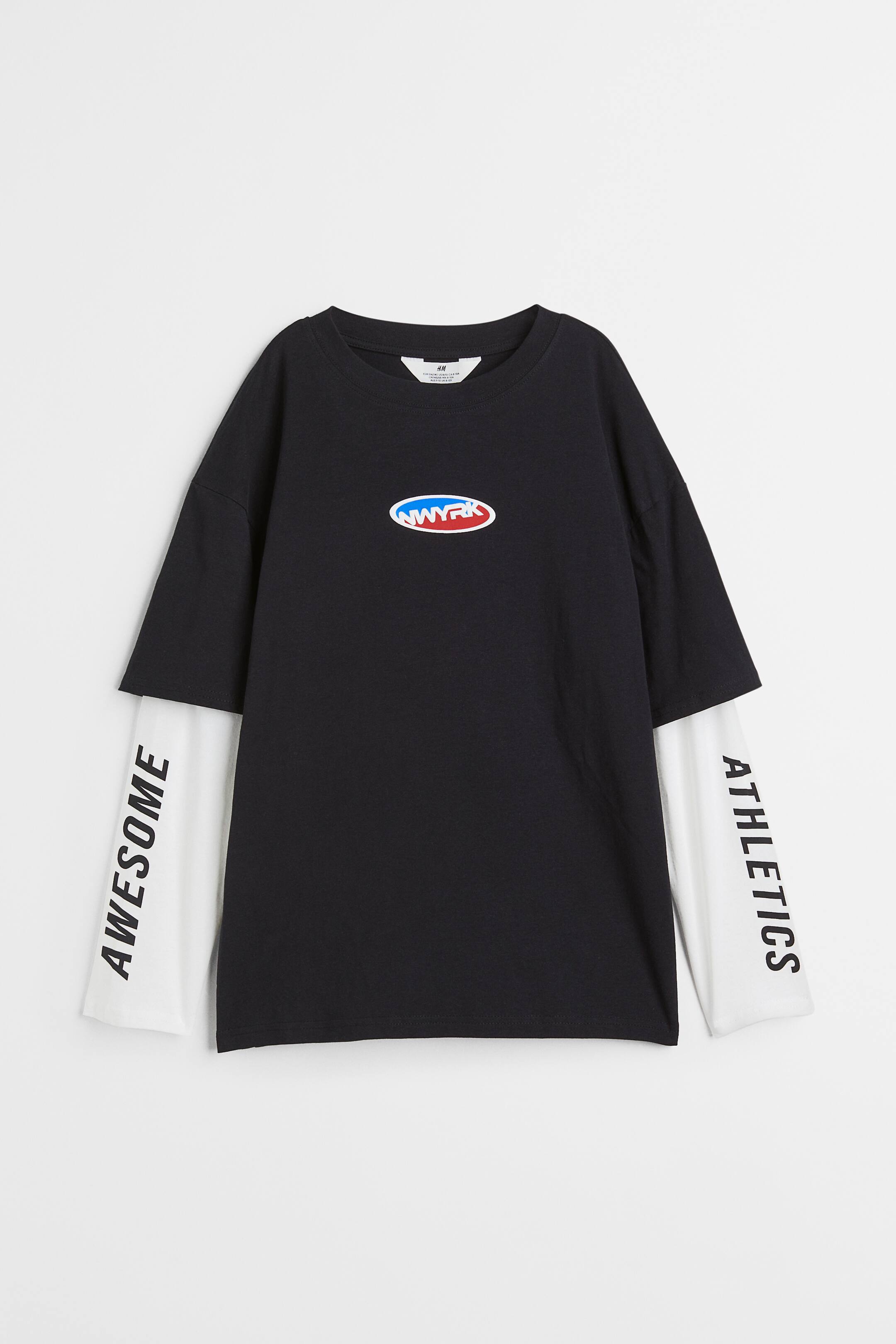 View larger image: Cotton jersey top - Black/NWYRK - Kids | H&M IN 1