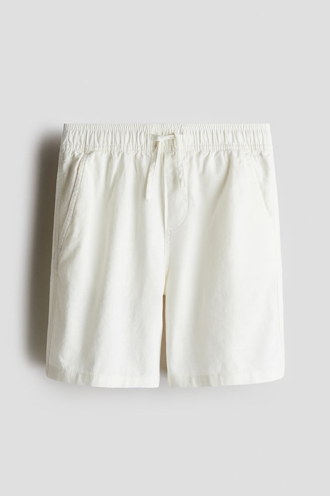 Shorts en mezcla de lino - Blanco - 1