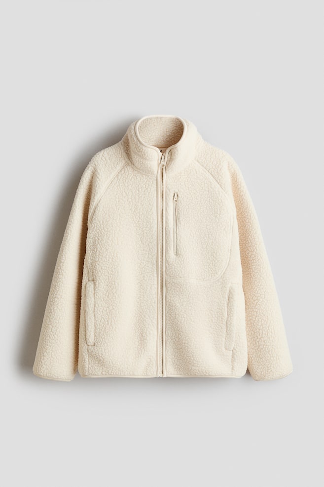 Jacke aus Teddyfleece - Hellbeige/Schwarz/Khakigrün - 1