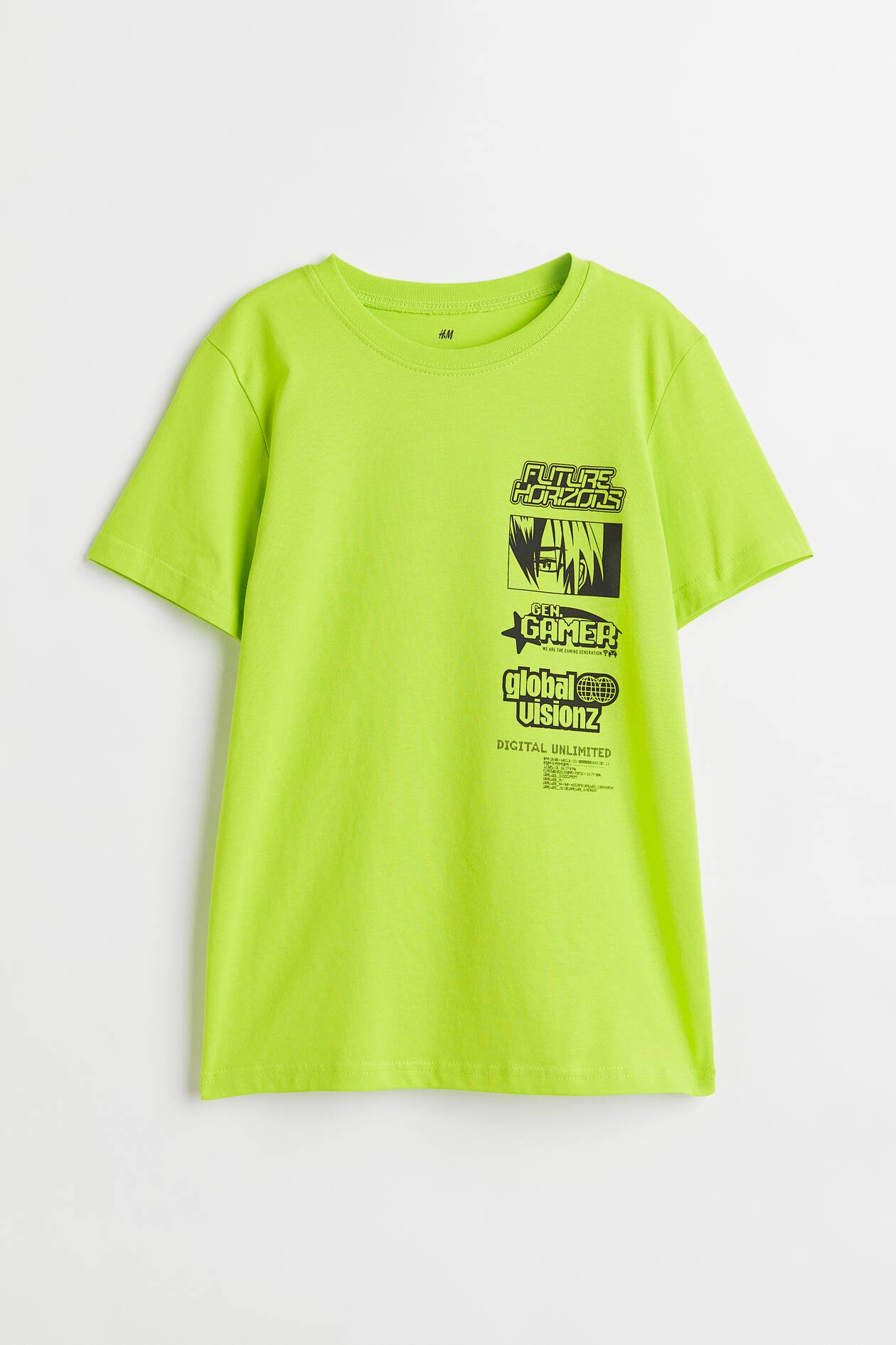 Cotton T-shirt - Neon green/Future Horizons - Kids | H&M US