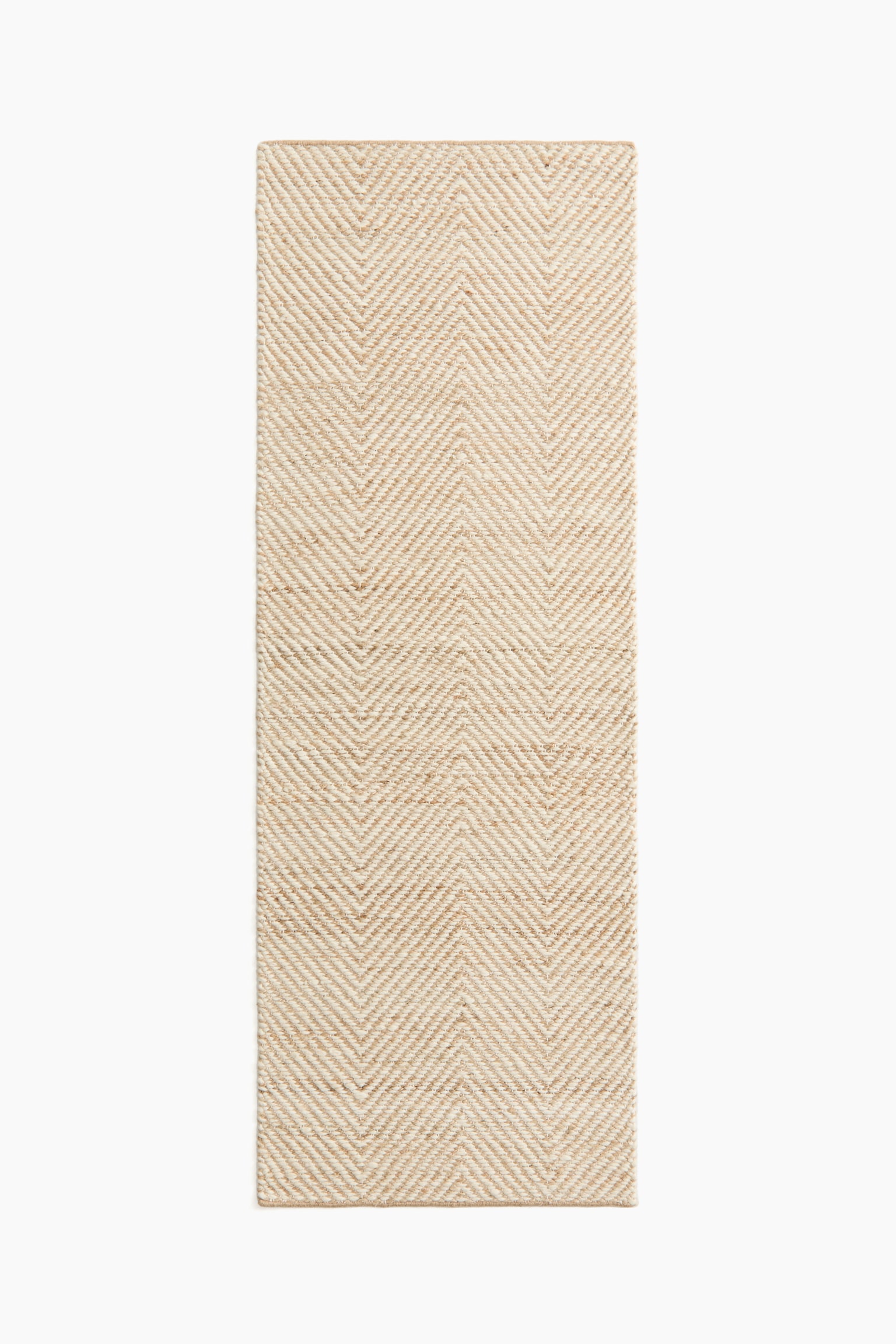 Wool-blend herringbone runner rug - Light beige - 1