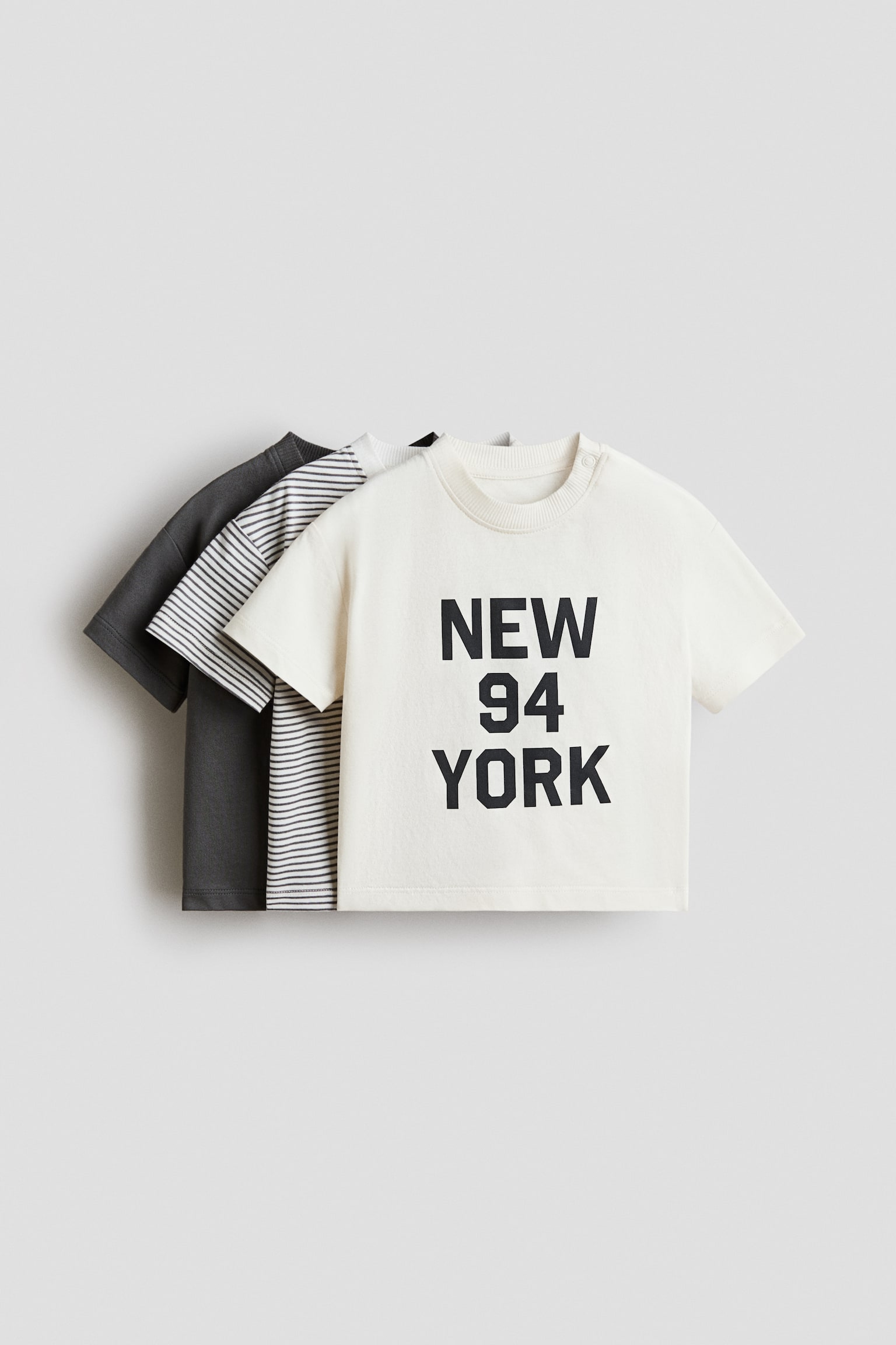 3-pak T-shirt i bomuld - Creme/New York - 1