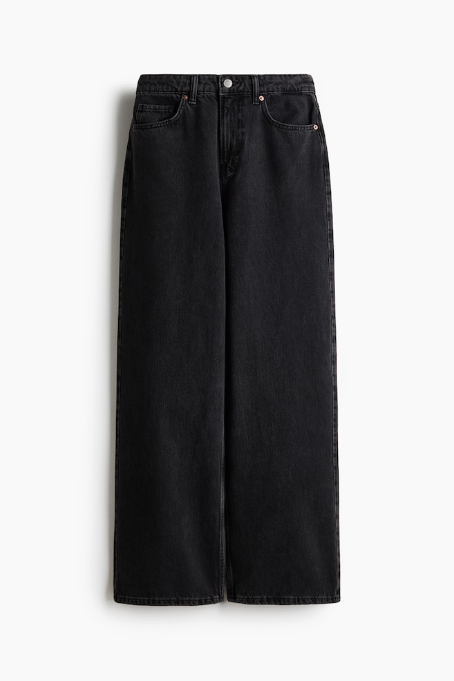 Wide-Leg Regular-Waist Jeans - Denim black - 1