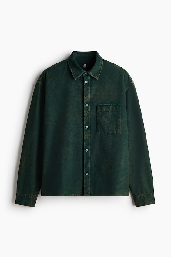 Мужские рубашки H&M Relaxed-Fit Cotton Shirt