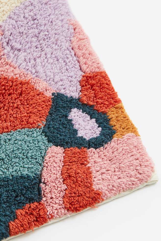 Deep-pile bath mat - Cream/Floral - 2