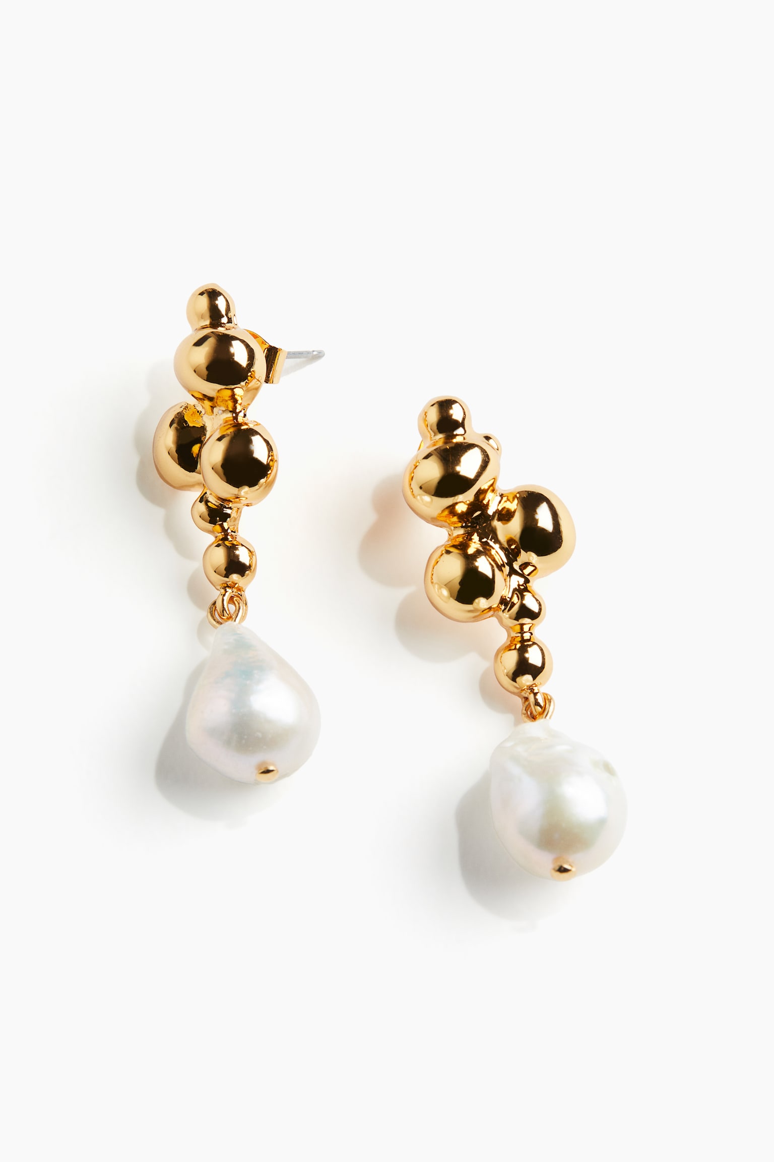 Gold-plated pearl earrings - Gold-coloured - 2