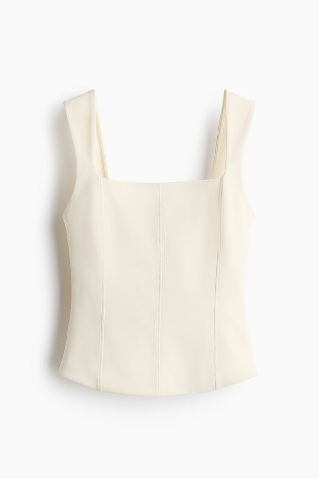 Square-neck vest top - Cream - 1