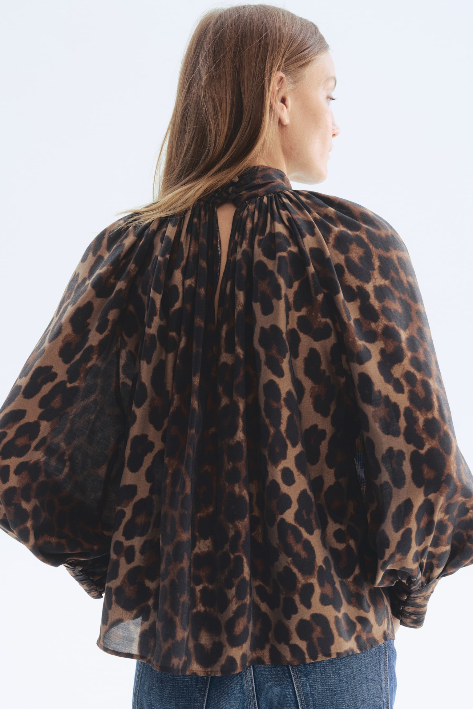 Draped blouse - Brown/Leopard print - 6