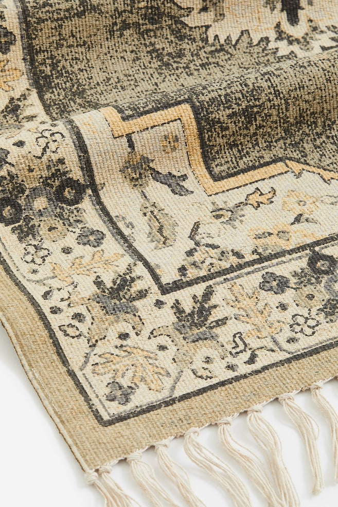 Fringed patterned rug - Light beige/Patterned - 2