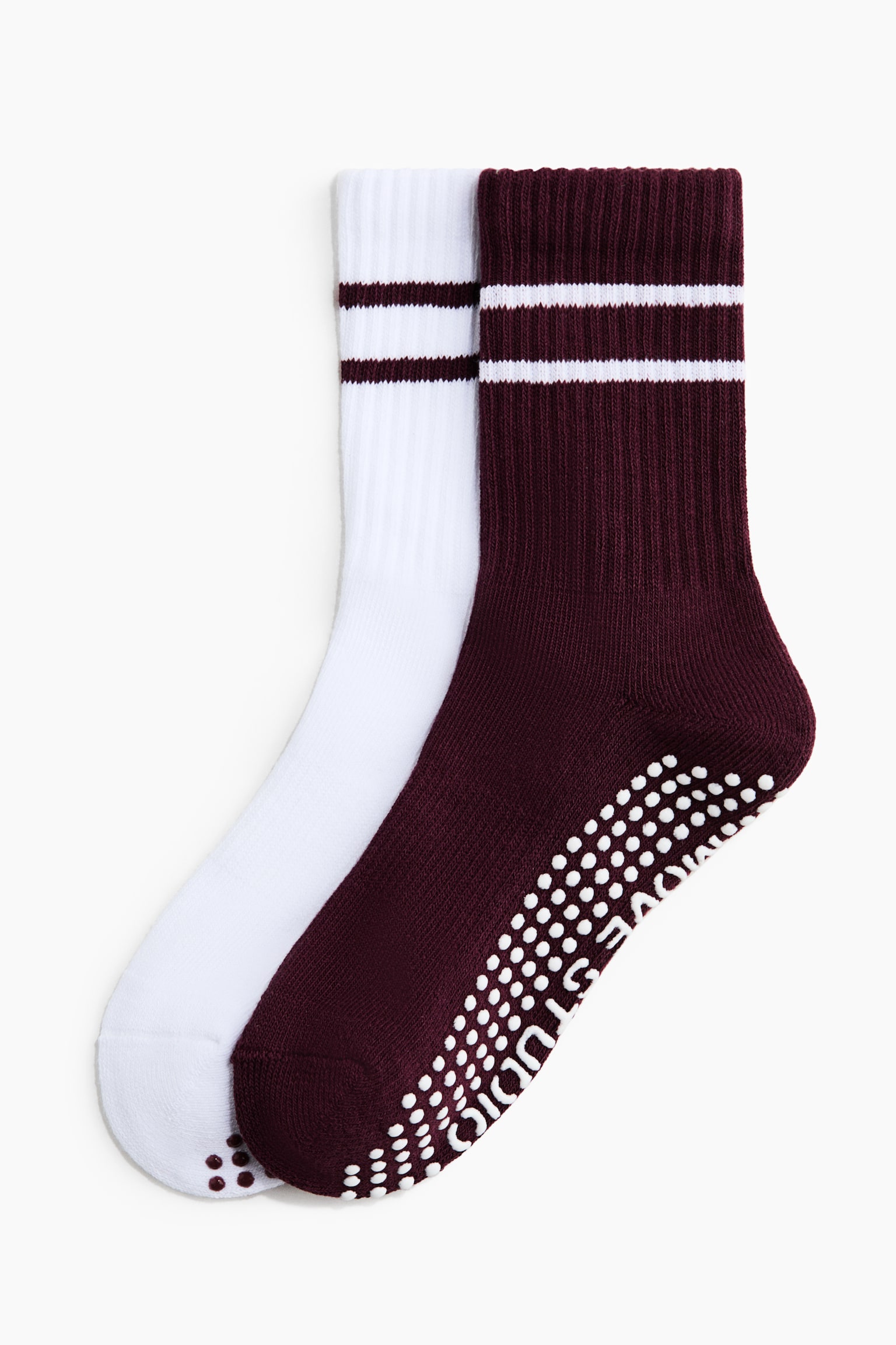 2-Pack Non-Slip Sports Socks - Light burgundy/Lilac/light gray melange/Black/white/Pink/red