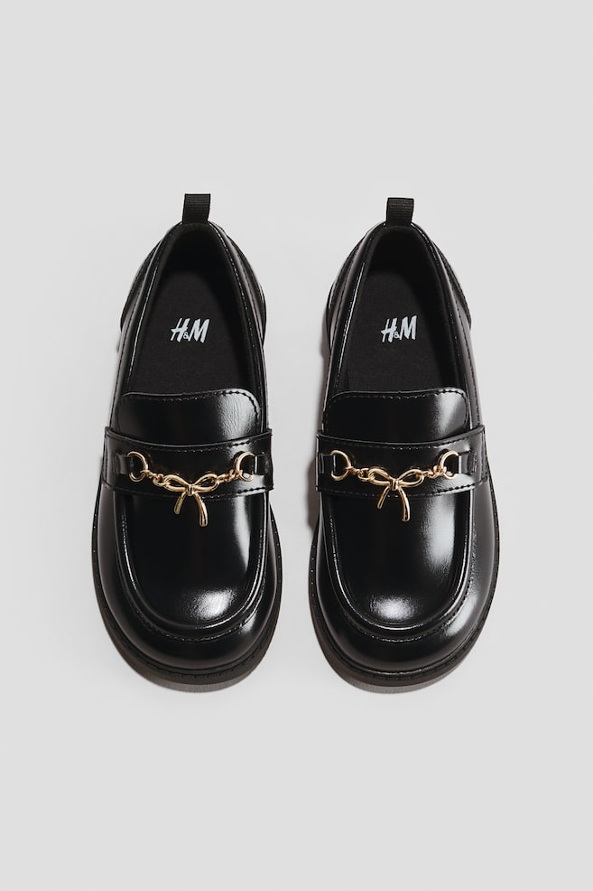 Charm-detail loafers - Black/Bows - 1