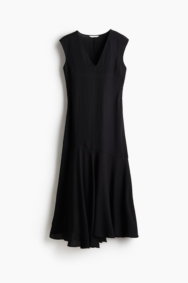 Robe à encolure en V en satin - Noir/Beige/imprimé léopard/Marron foncé - 1