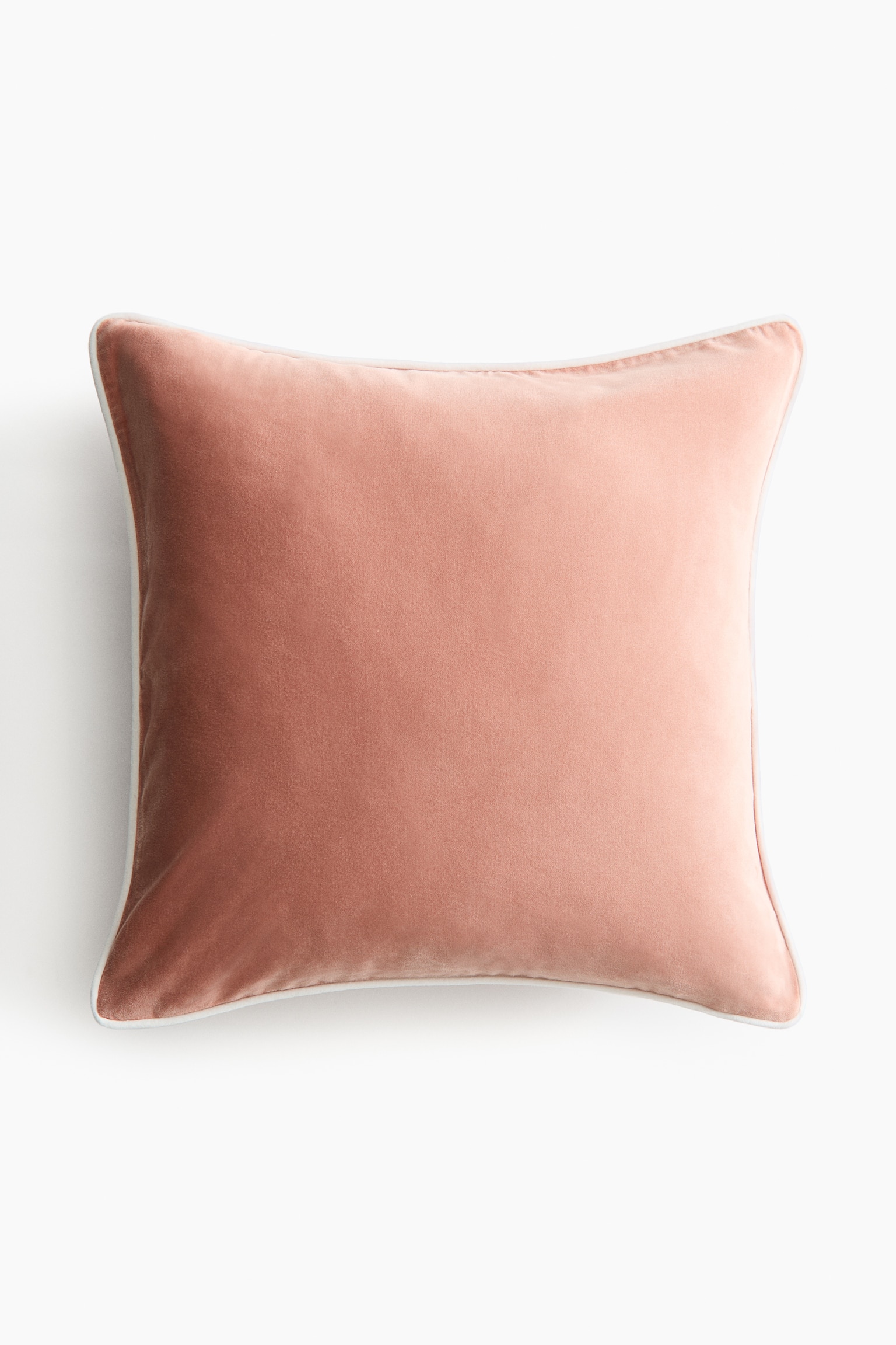 Piping-detail velvet cushion cover - Old rose/Light dusty pink/Light beige/Brown/Light green/Greige - 1