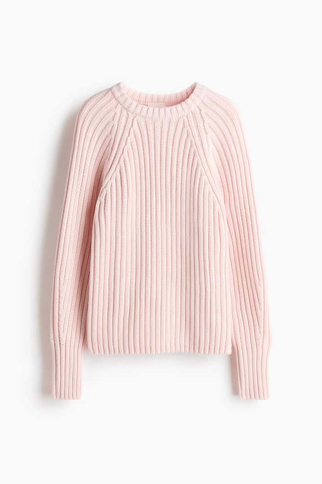 Rib-Knit Sweater - Light pink/Light beige/Light blue/Bright red - 1