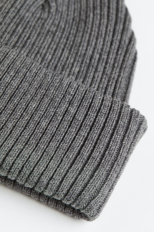 Rib-knit hat - Grey marl/Black/Dark brown/Light beige - 6