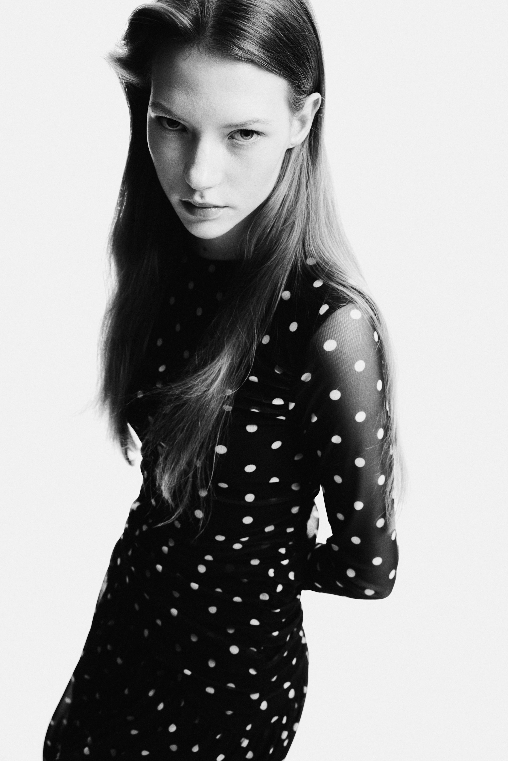 Grotere afbeelding bekijken: Gedrapeerde jurk van mesh - Donkerbruin/polkadot - DAMES | H&M NL 3