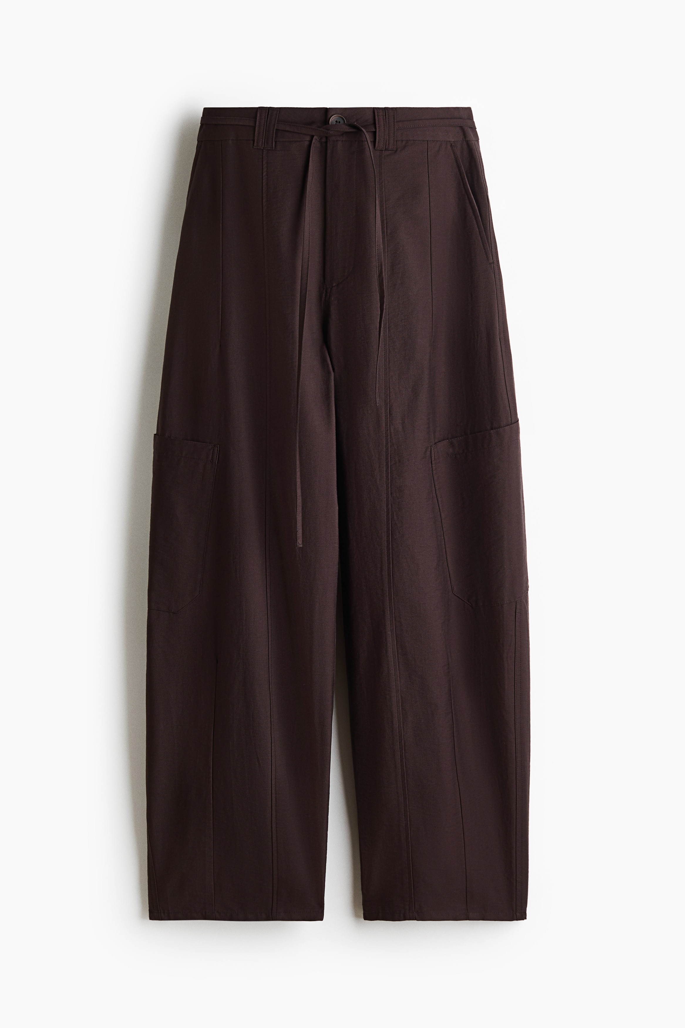Tie-belt cargo trousers - Dark brown/Khaki green