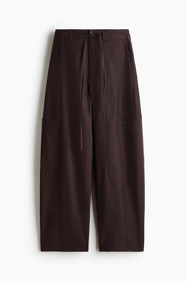 Tie-Belt Cargo Pants - Dark brown/Khaki green - 1
