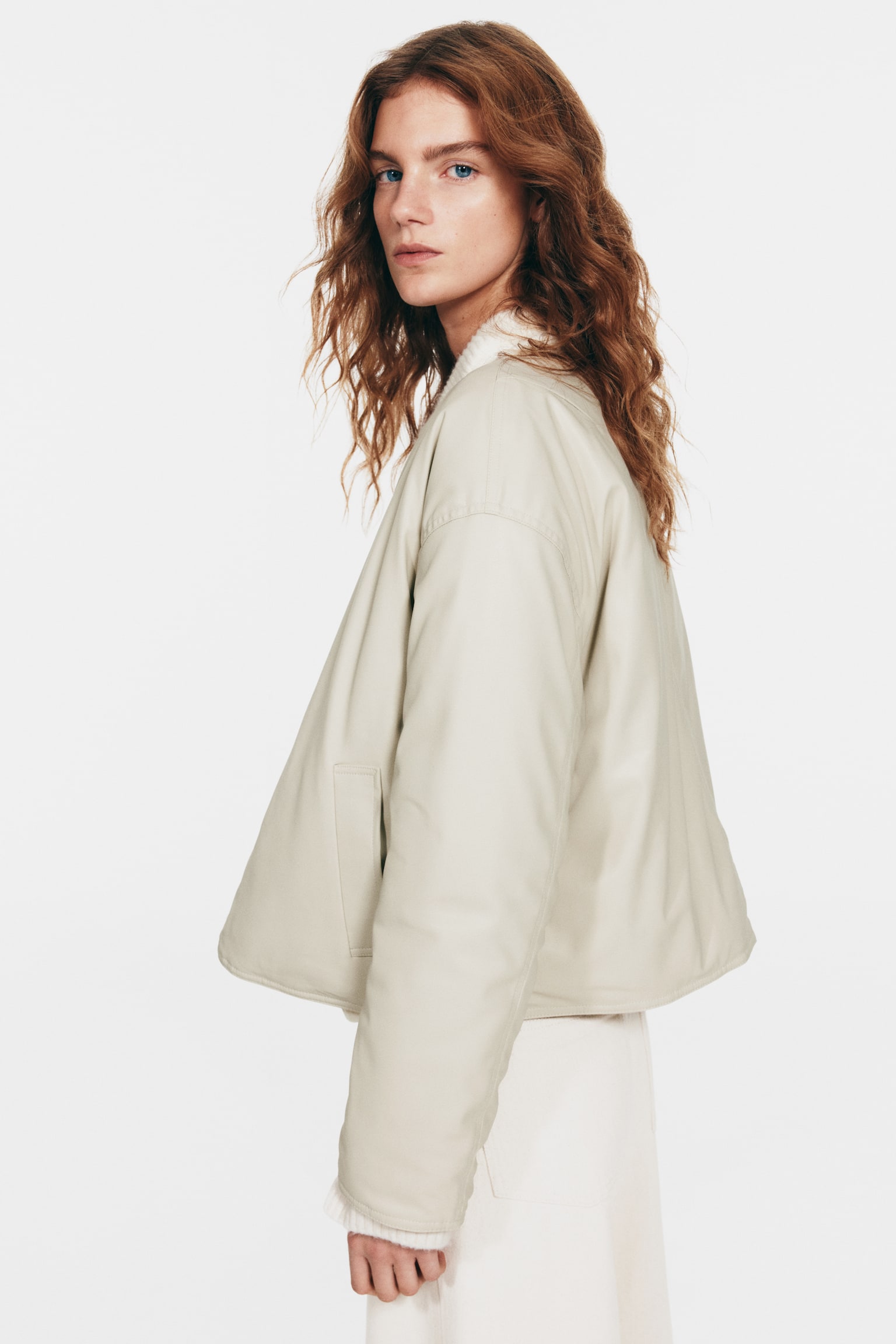 Reversible bomber jacket - Beige claro/Negro/Verde caqui oscuro - 5