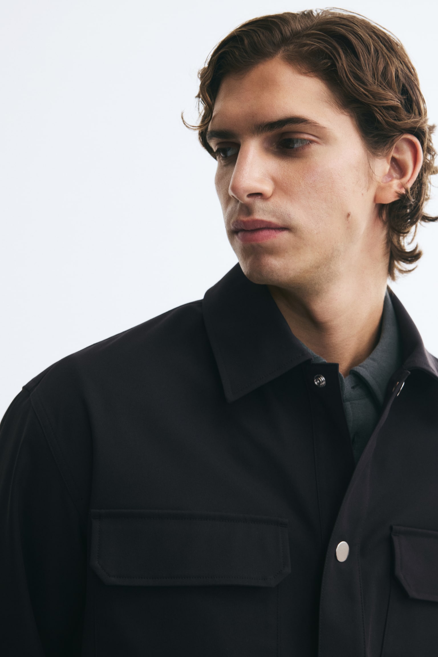 Мужская рубашка H&M Overshirt, цвет: Чёрный — фото 3