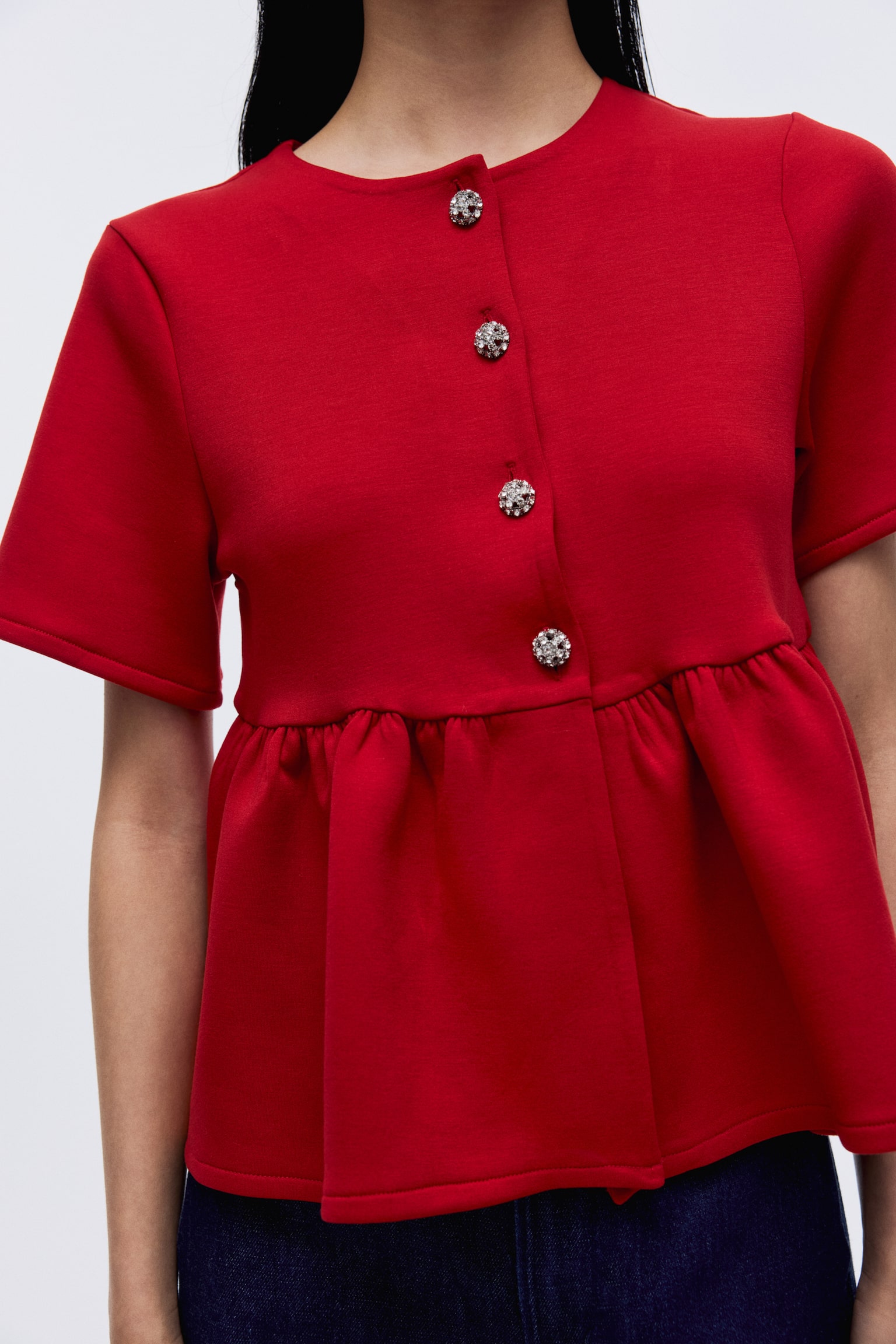 Peplum top - Red/Black - 3