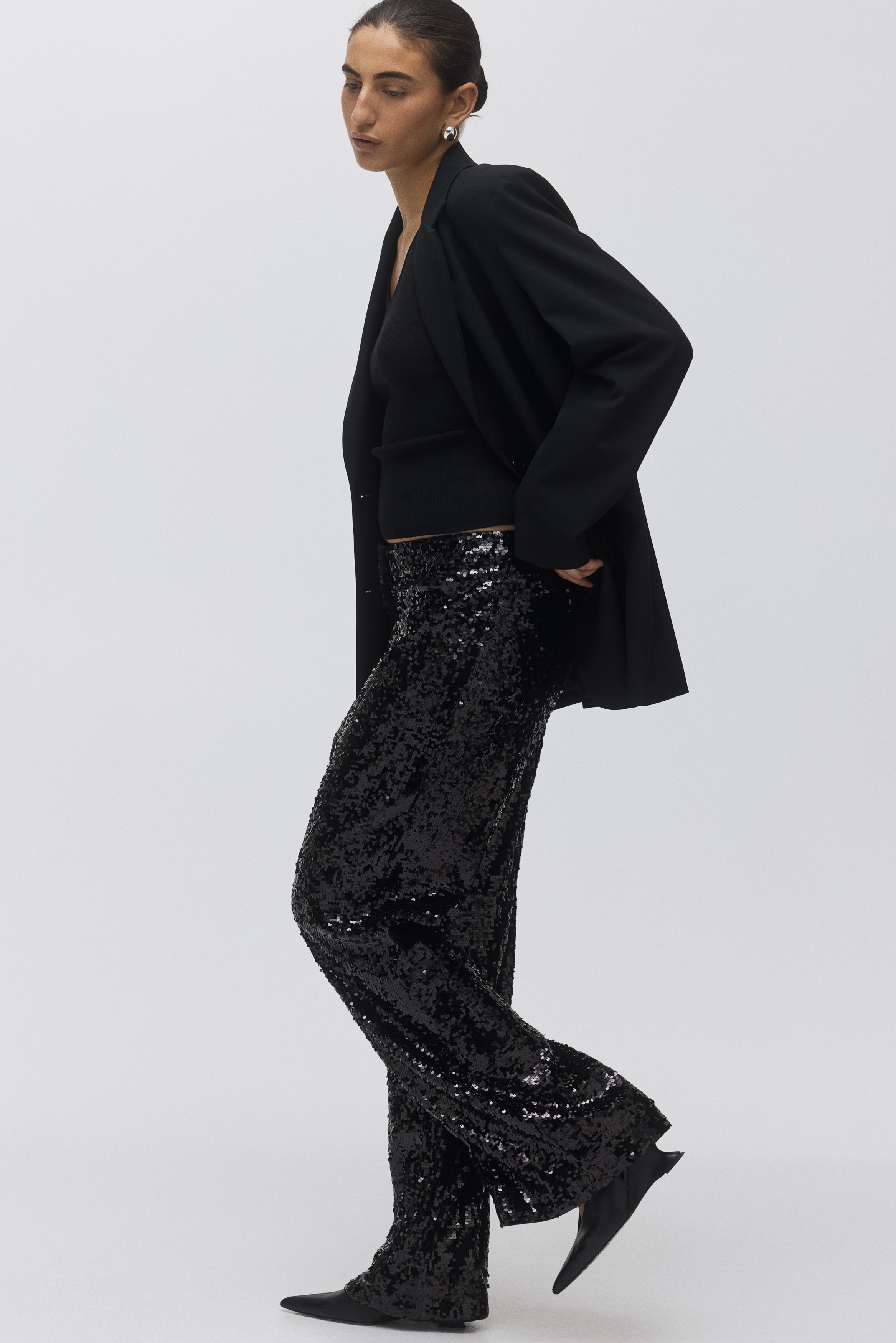 Sequined Pants - Black/Light bronze-colored/Dark brown