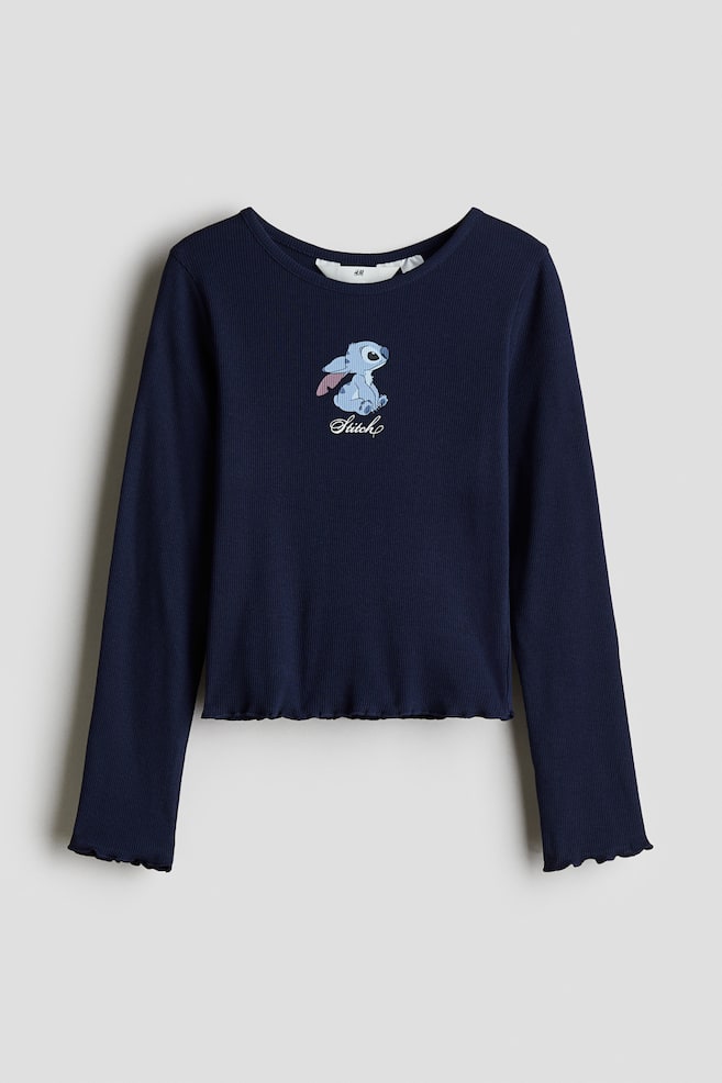 Cotton Top with Printed Motif - Navy blue/Lilo & Stitch - 1