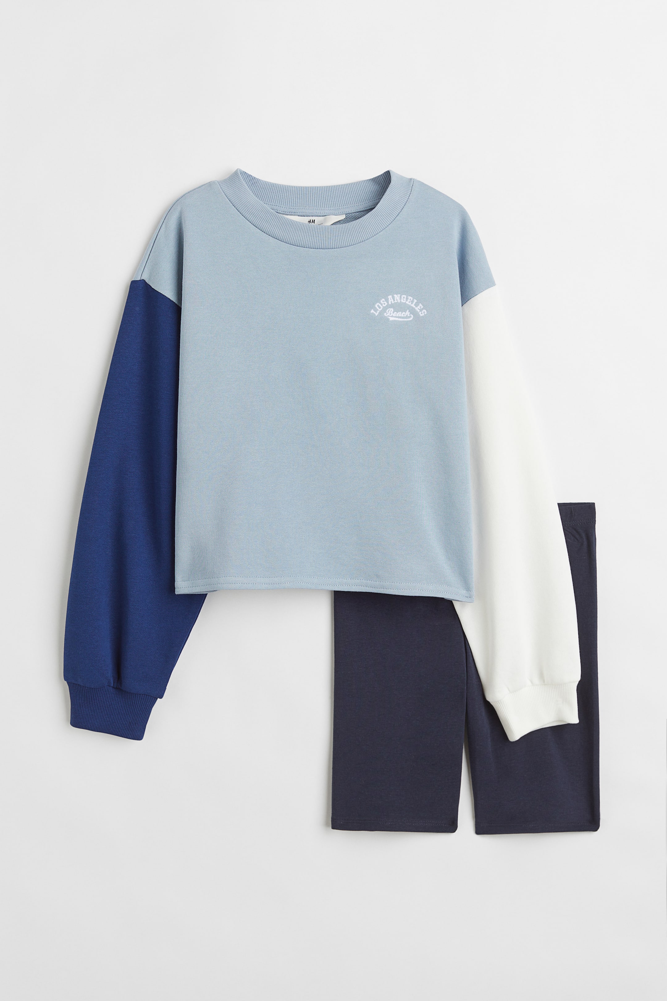 View larger image: 2-piece sweatshirt and cycling shorts set - Light blue/Grey - Kids | H&M IN 1