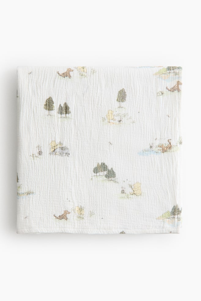 Manta estampada en muselina - Verde claro/Winnie the Pooh - 1