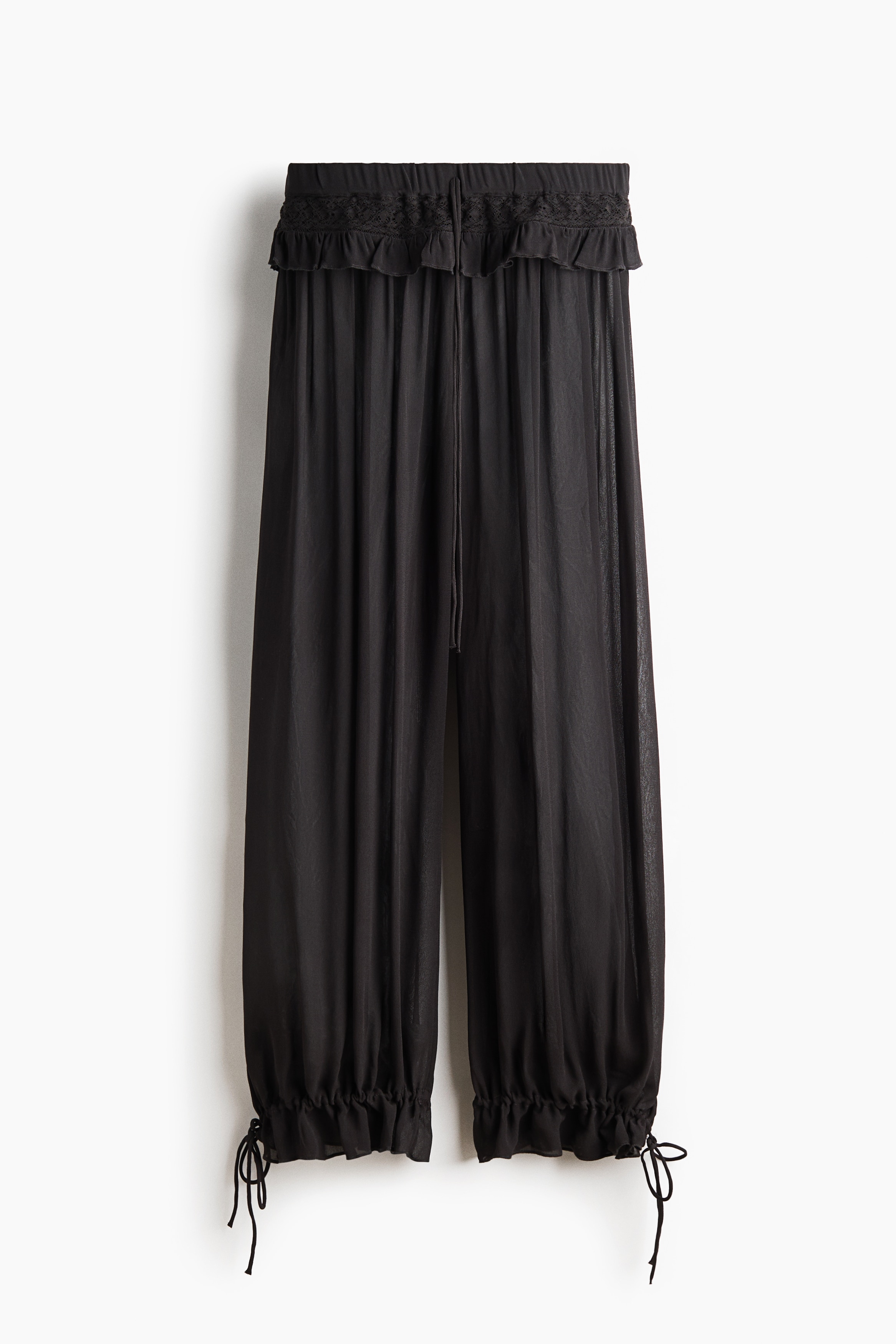 Lace-Detail Viscose Pants - Dark gray