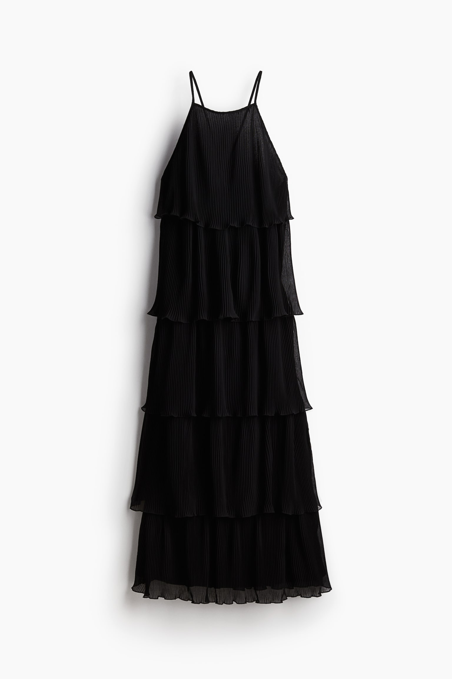 Tiered plissé dress - Black - 2