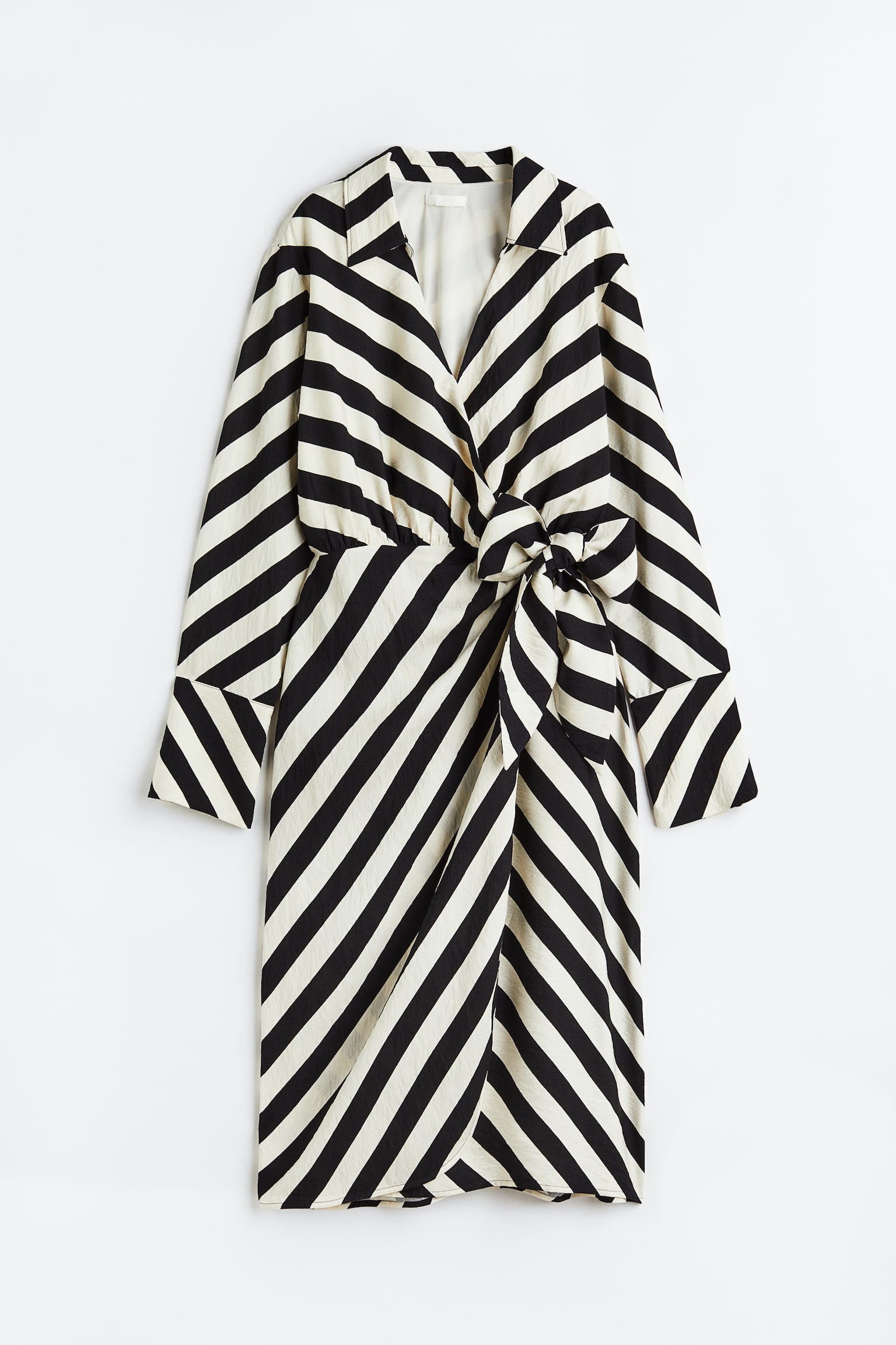 Wrap Dress - Black/Stripe - 1